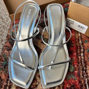 NiB Silver Locke Steve Madden Strappy Heels Size 8